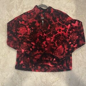 FLASH SALE!! BEBE MEDIUM WOMENS QUARTER ZIP JACKET RED BLACK ROSE NEW NWT